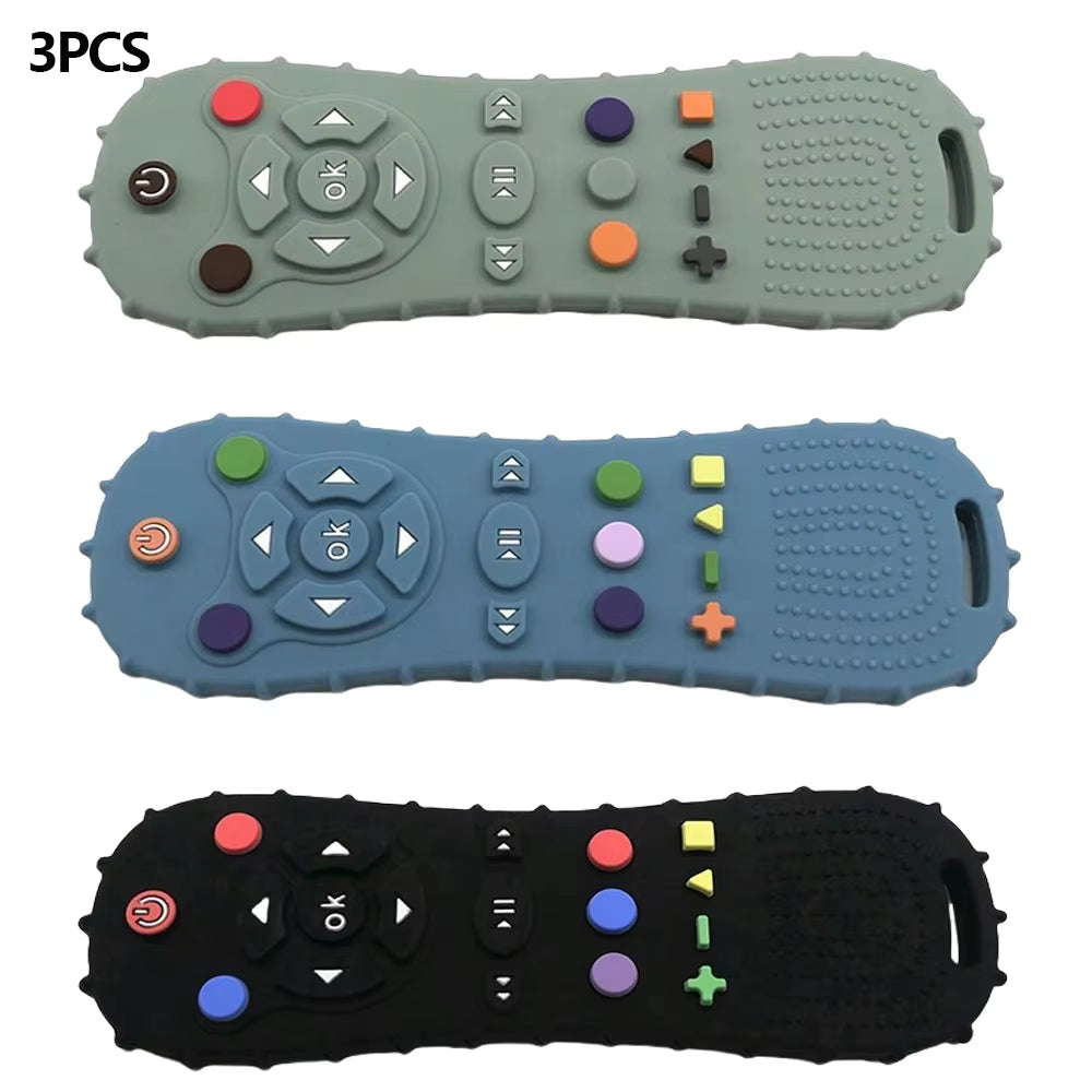 Novelty Silicone Simulation TV Remote Control Shape Soothing Toy Baby Food Grade Teaser Stick Children'S Sensory Education Toys