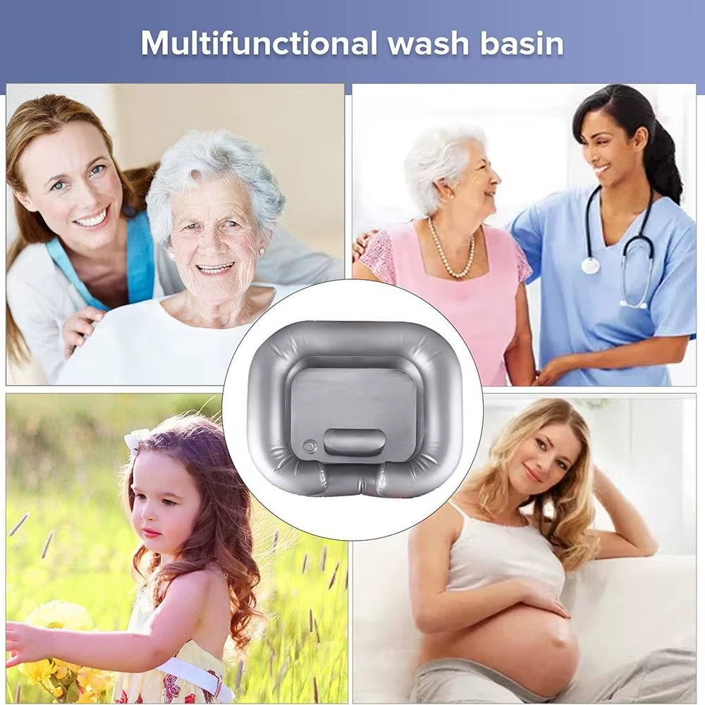Inflatable Shampoo Basin - Portable Hair Washing Bowl/ Tub for Bedridden, Disabled, Injured, Dreadlocks and at Home Sink Washing