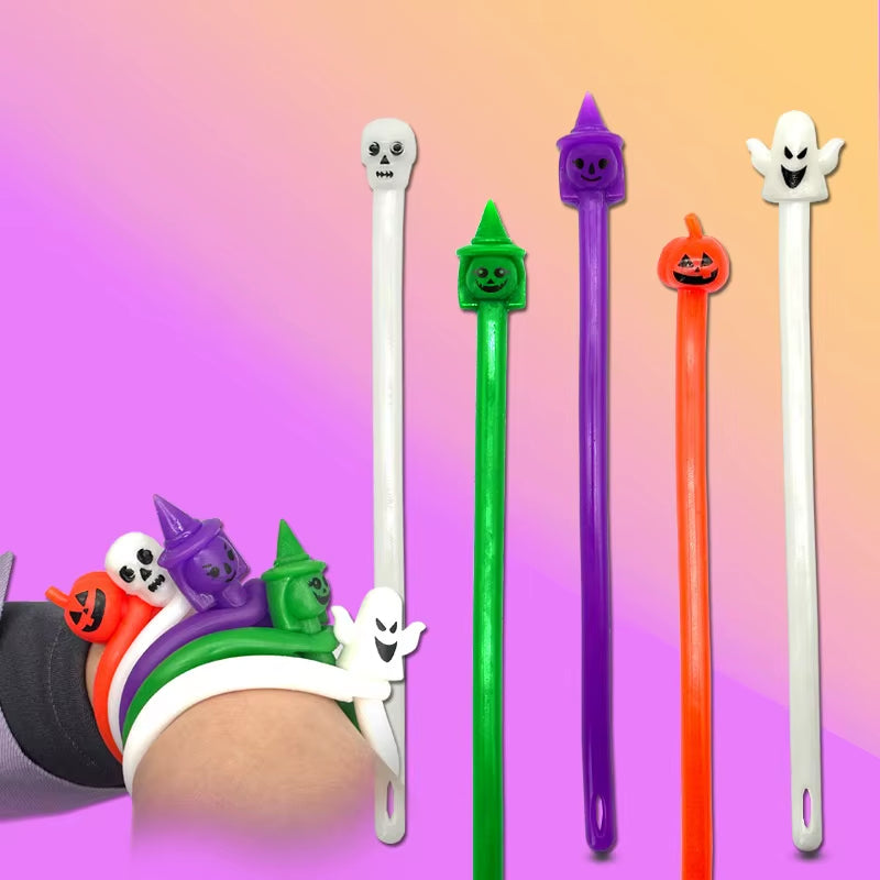 10Pcs Halloween Party Favor Toy Pumpkin Stretchy Fidget Toy Colorful Sensory Stress Fidget Toys for Kids Adults Stress Relief