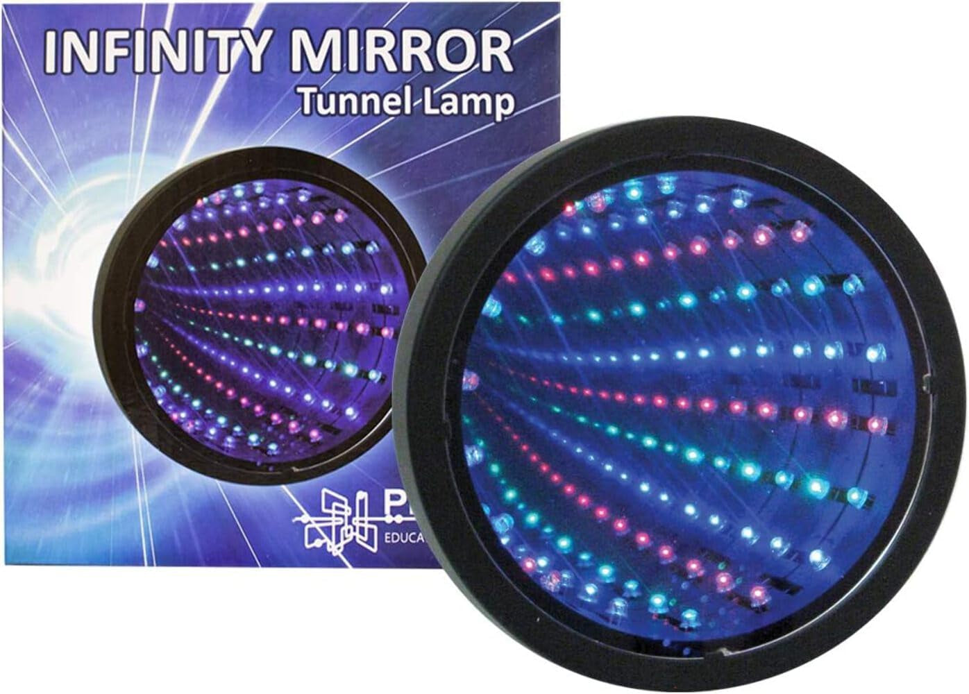 Playlearn SIM6 Infinity Mirror Tunnel Lamp LED Lighting Sensory Party Décor, Bla