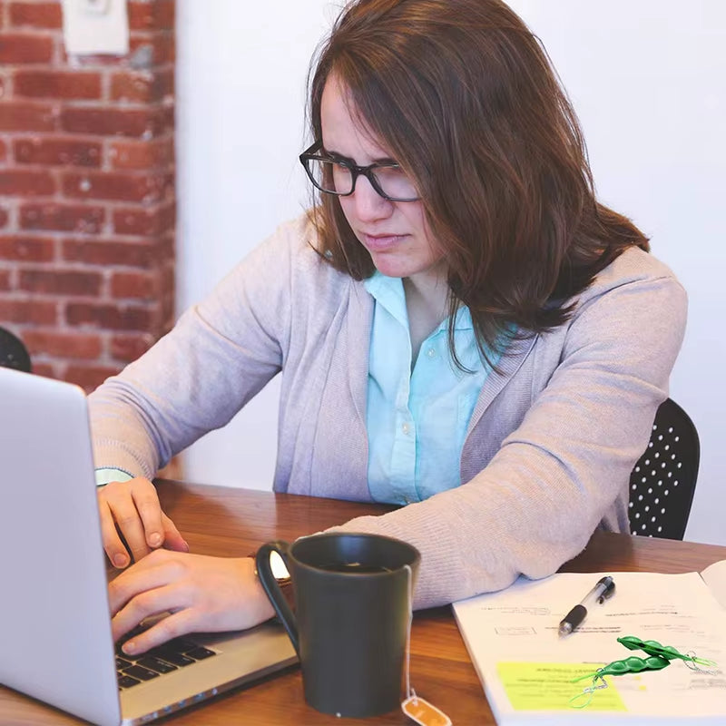 2Pcs Peapod Fidget Toy Squeeze a Bean Edamame Pea Keychain Keyring Extrusion Soybean Tactile Feeling Release Pressure Accessory