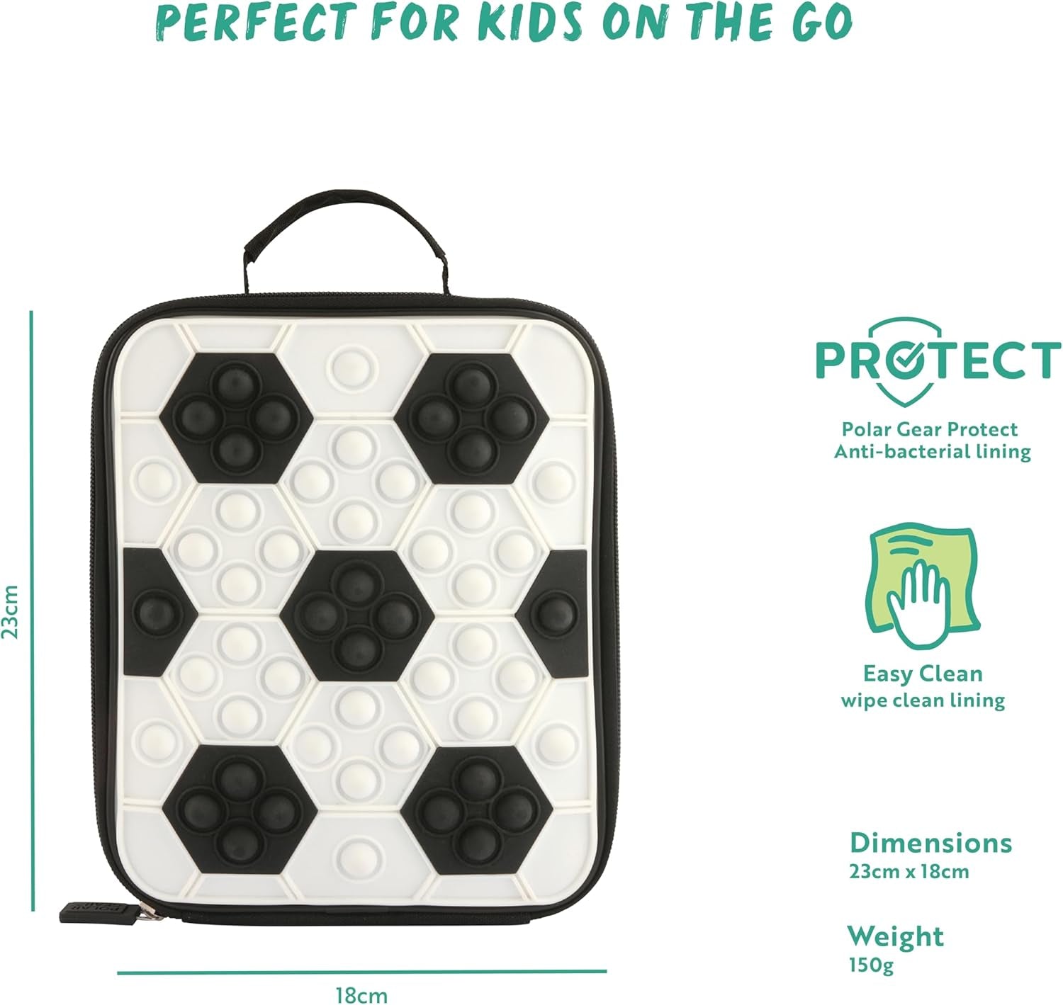 Polar Gear Kids Football Sensory Pop It Lunch Bag – Lightweight & Durable with W