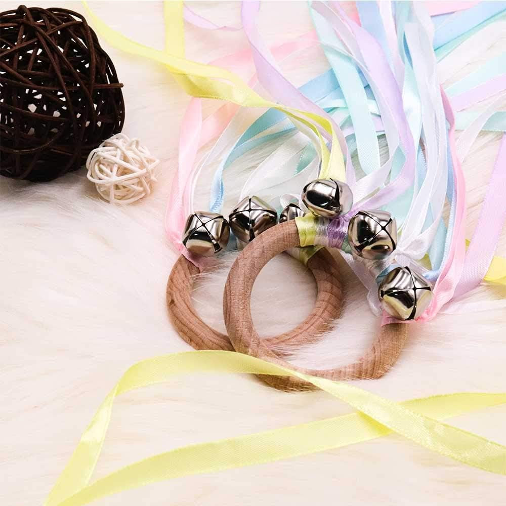 Montessori Hand Kite | Baby Sensory Ribbon Toy | Waldorf Wooden Toys for Toddlers | Rainbow