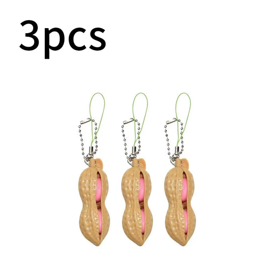 Peanut Fidget Squishy Squeeze Toy for Kids Adults Creative Fun Keychain Gift Portable Decompression Peanuts Stress Relief Toys