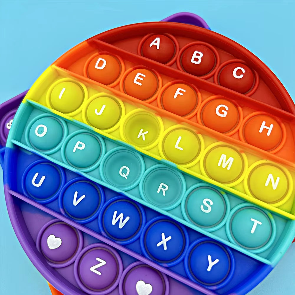 2Pcs/Pack Numbers Letters Alphabet Math Learning Fidget Toys Silicone Rainbow Square Circle Educational Toys for Kids