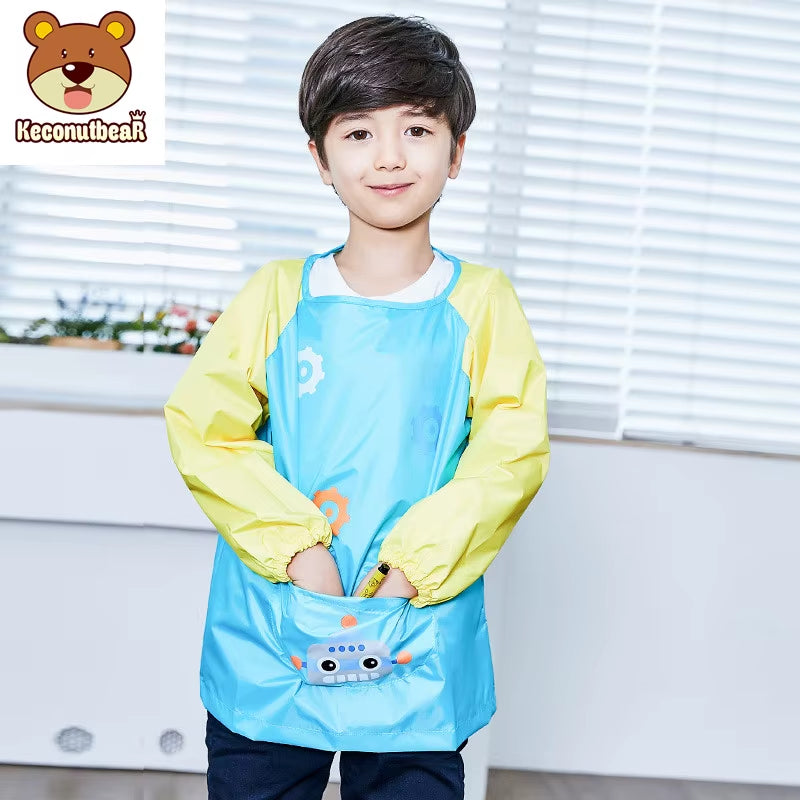Cartoon Baby Bibs Waterproof Long Sleeve Apron Feeding Smock Bib Kids Apron Painting Drawing Coat for Children Birthday Gift