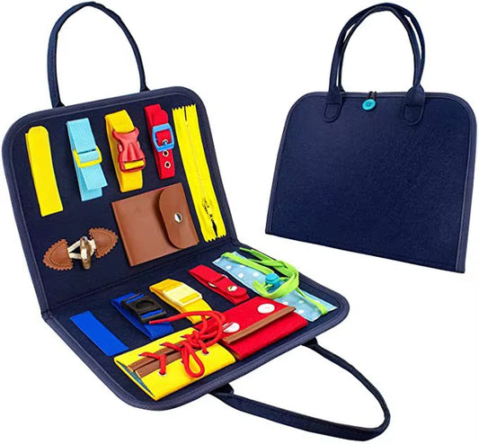 2 Pages Children Montessori Dressing Early Educational Busy Board Toddlers Sensory Toy Travel Activities for Boys Girls Gift Toy