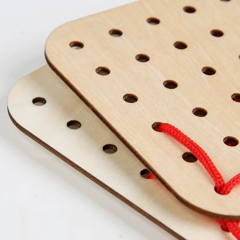 Wooden Montessori Teaching Aid Geometry Rope Threading Games Children'S Early Education Thinking Training Board Educational Toys