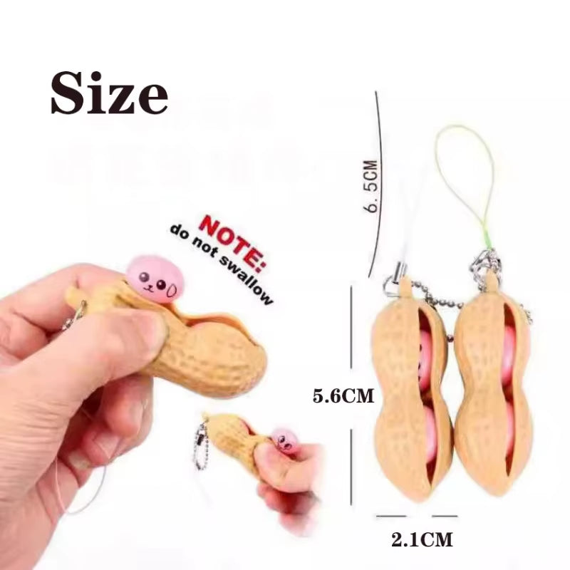 Peanut Fidget Squishy Squeeze Toy for Kids Adults Creative Fun Keychain Gift Portable Decompression Peanuts Stress Relief Toys