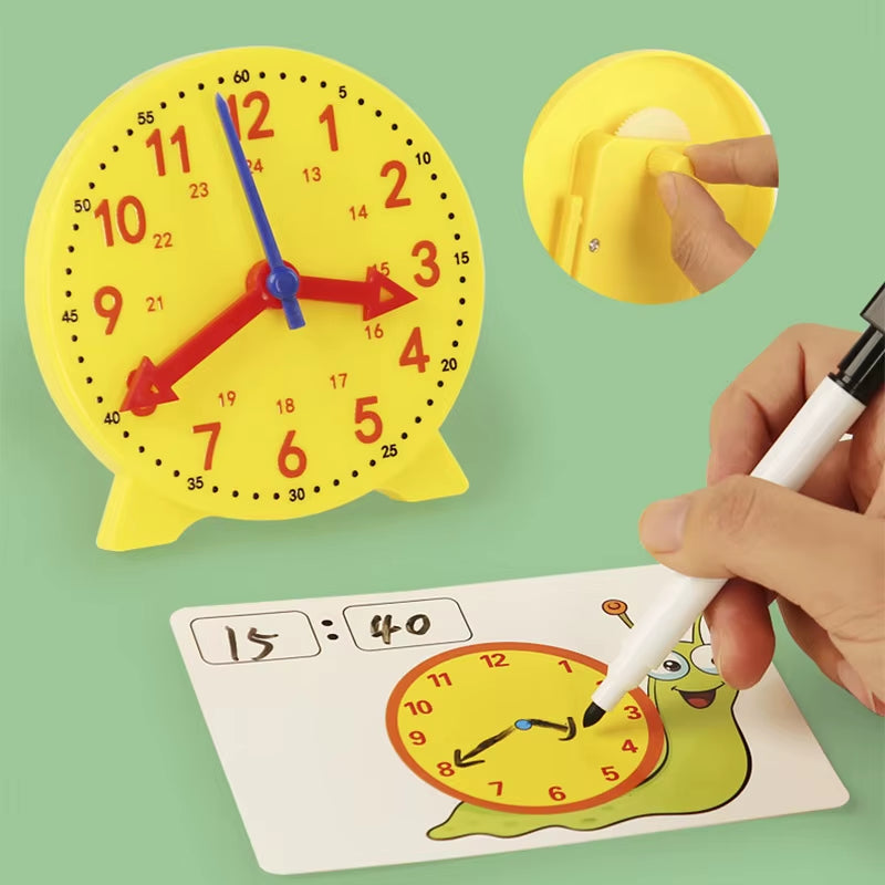Children Montessori Clock Educational Toys Hour Minute Second Cognition Matching Puzzle Toys Kids Early Preschool Teaching Aid