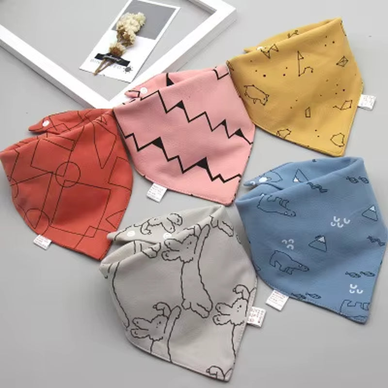 5 Pcs/Lot Baby Bandana Bibs Scarf Burp Cloths Saliva for Newborn Infant Toddler Boys Girls Kids Cartoon Triangle Cotton Bib