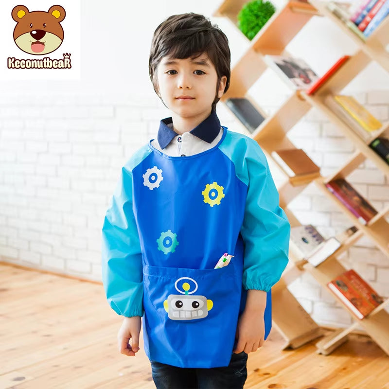 Cartoon Baby Bibs Waterproof Long Sleeve Apron Feeding Smock Bib Kids Apron Painting Drawing Coat for Children Birthday Gift