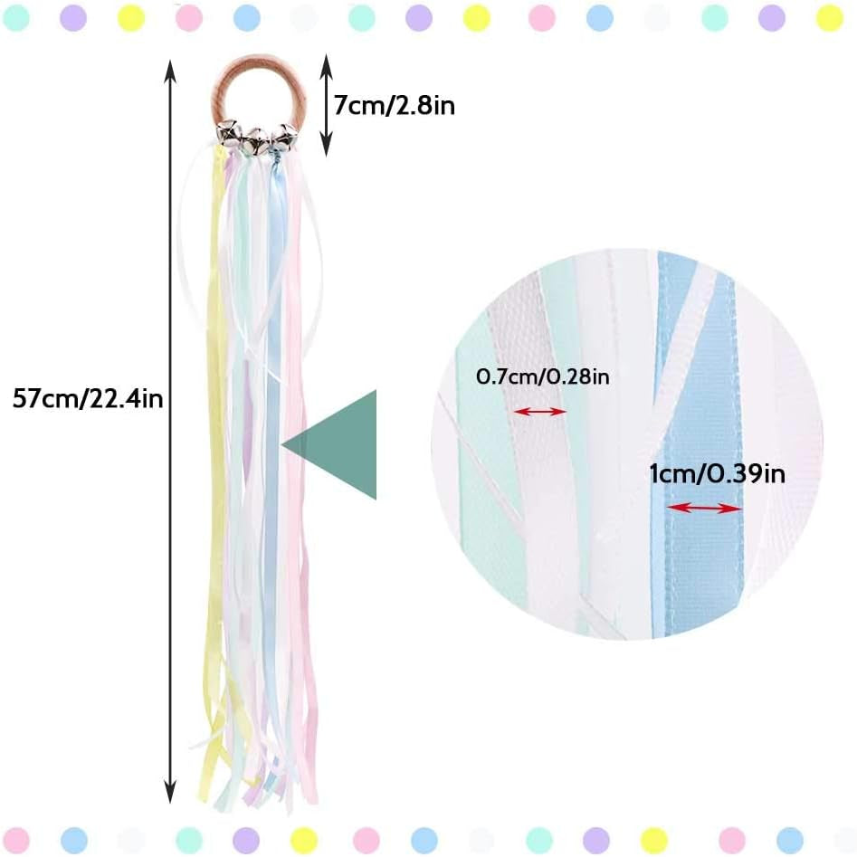 Montessori Hand Kite | Baby Sensory Ribbon Toy | Waldorf Wooden Toys for Toddlers | Rainbow