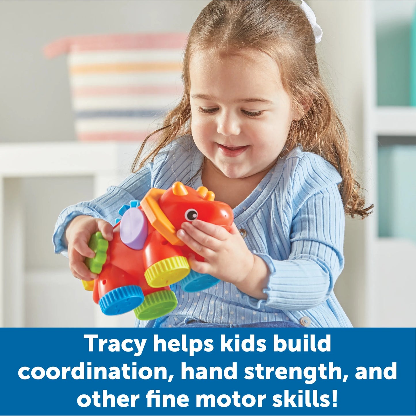 Tracy the Fidget Triceratops, Sensory Toys for Toddlers, Fine Motor Skills, Ages 18 Months+