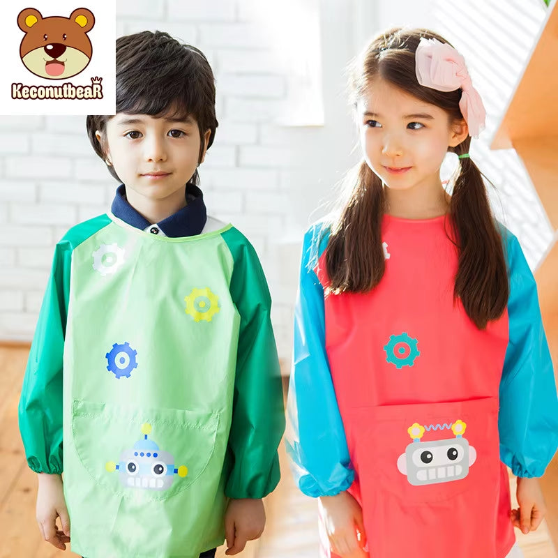 Cartoon Baby Bibs Waterproof Long Sleeve Apron Feeding Smock Bib Kids Apron Painting Drawing Coat for Children Birthday Gift