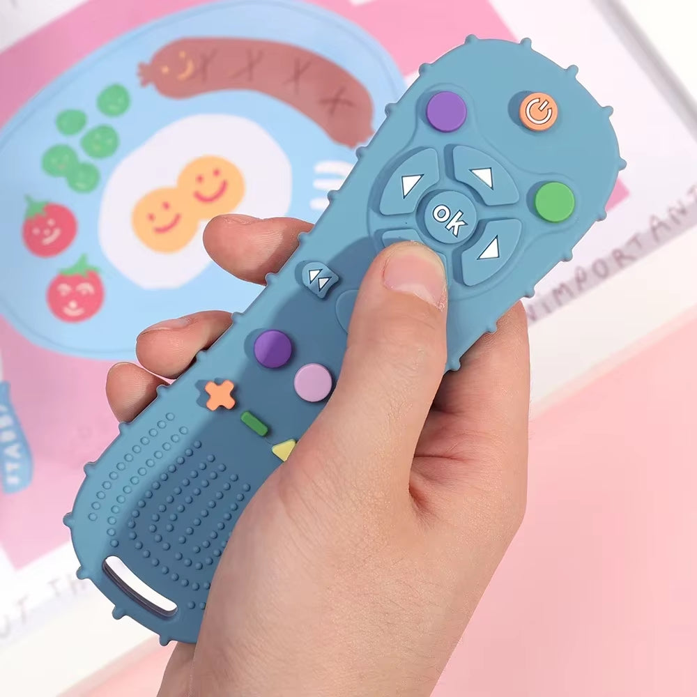Novelty Silicone Simulation TV Remote Control Shape Soothing Toy Baby Food Grade Teaser Stick Children'S Sensory Education Toys