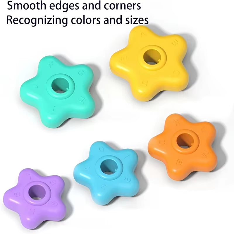 Montessori Rotating Rainbow Tower Baby Stacking Puzzle Toy Develop Motor Skills Game Children Educational Sensory Stacking Tower