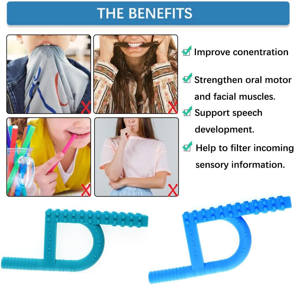 Sensory Chew Toys for Autistic Children, Fluxy Oral Motor Chewy Tool, Teether, Silicone Chewelry