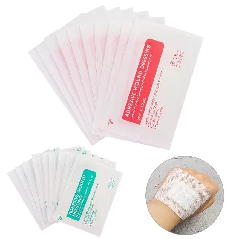10Pcs Breathable Self-Adhesive Wound Dressing Band Aid Bandage Large Wound First Aid Wound Hemostasis First Aid Kit 6X10Cm