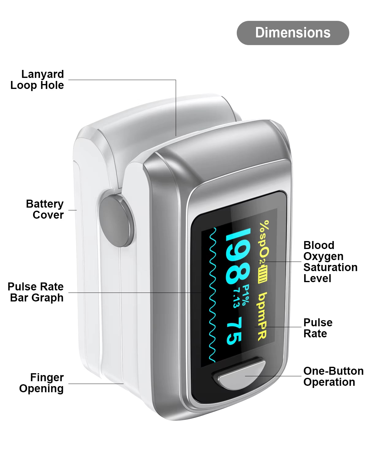 【Local Shipping】 Finger Pulse Oximeter Blood Oxygen Saturation Spo2 PI Oximetro Oxymeter Bluetooth APP Control