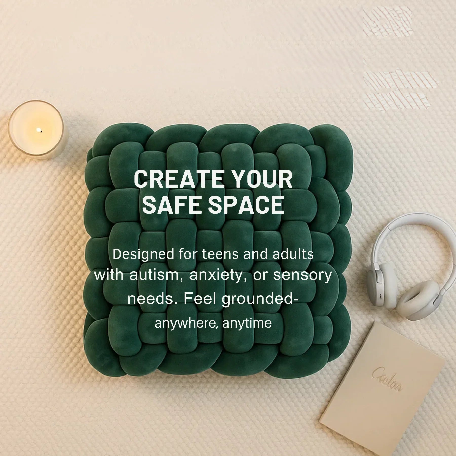 Sensory Cuddle Square | Ideal Therapeutic Presents for Teenagers with Autism | Anxiety and Stress Relief Weighted Pillow