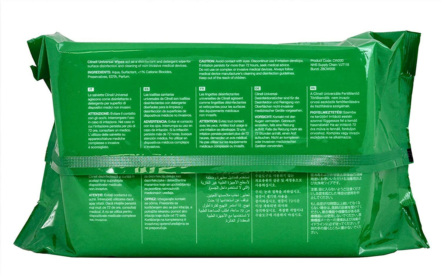 2 X CLINELL WIPES ANTIBACTERIAL WET WIPES KILLS 99.9% GERMS 200 WIPES per PACK