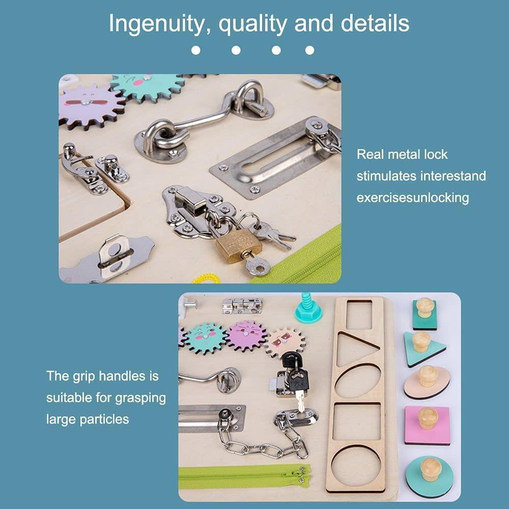 MONTESSORI BUSY BOARD TODDLER SENSORY TOYS PRESCHOOL MOTOR SKILLS ACTIVITIES