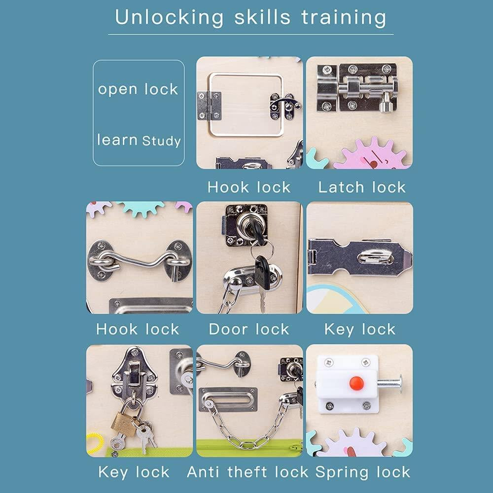 MONTESSORI BUSY BOARD TODDLER SENSORY TOYS PRESCHOOL MOTOR SKILLS ACTIVITIES