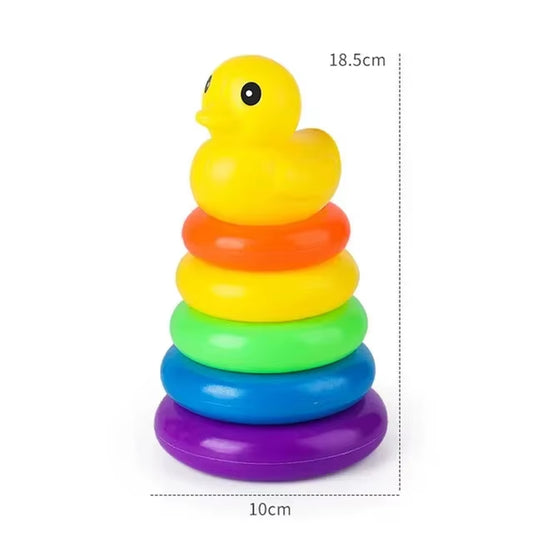 Montessori Rotating Rainbow Tower Baby Stacking Puzzle Toy Develop Motor Skills Game Children Educational Sensory Stacking Tower