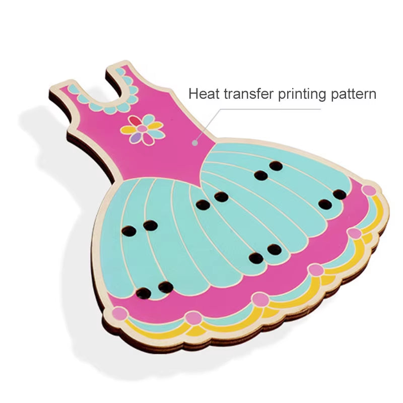 1Set Children'S Montessori Learn Basic Life Skills Teaching Aid Skirt Clothes Threading Button Sewing Board Game Educational Toy