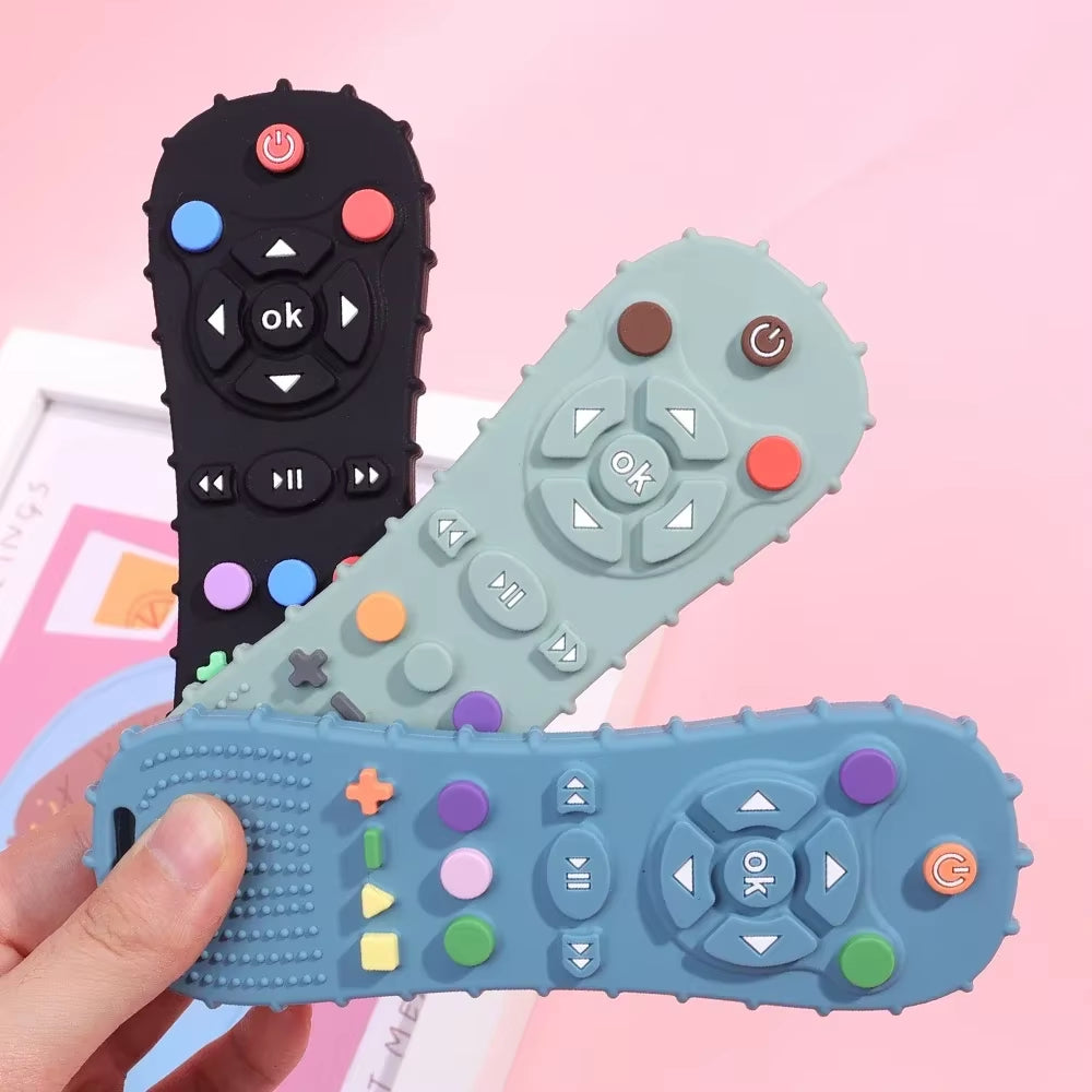 Novelty Silicone Simulation TV Remote Control Shape Soothing Toy Baby Food Grade Teaser Stick Children'S Sensory Education Toys