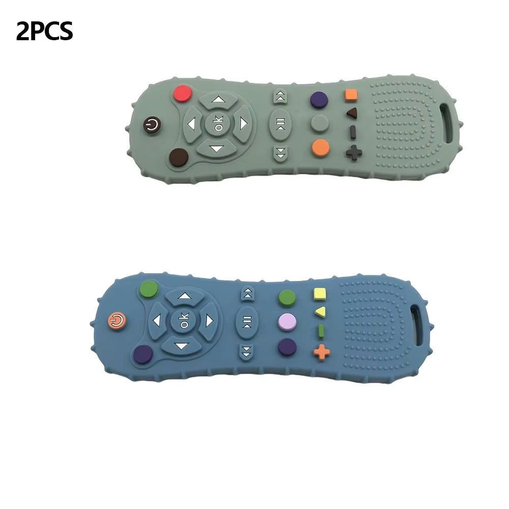 Novelty Silicone Simulation TV Remote Control Shape Soothing Toy Baby Food Grade Teaser Stick Children'S Sensory Education Toys