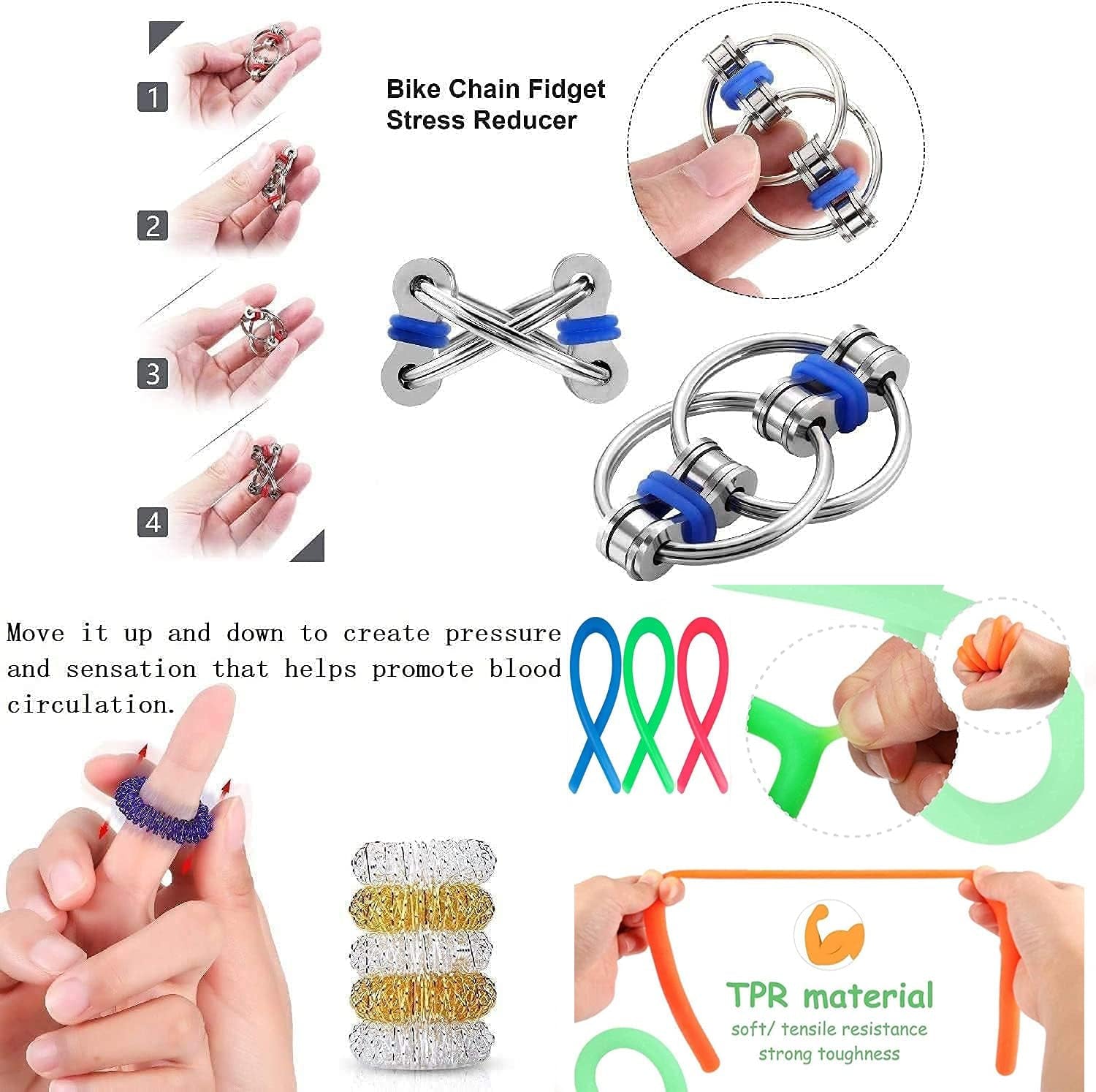 35 Pcs Fidget Toy Set,Fidget Toy Pack Figit Toys Packages Sensory Toys Figetsss Toys Sets,Stress Anxiety Relief Toys for ADHD6