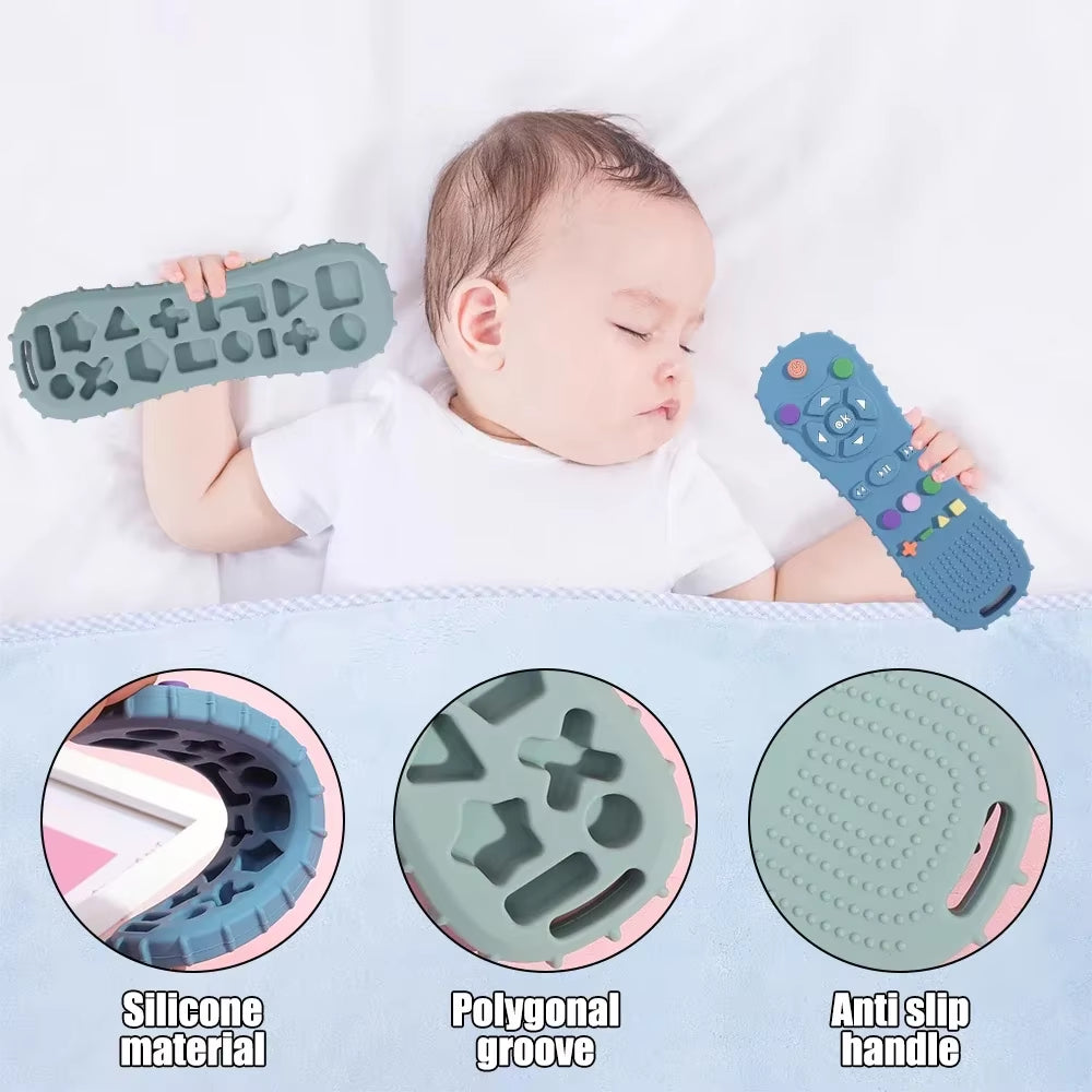 Novelty Silicone Simulation TV Remote Control Shape Soothing Toy Baby Food Grade Teaser Stick Children'S Sensory Education Toys